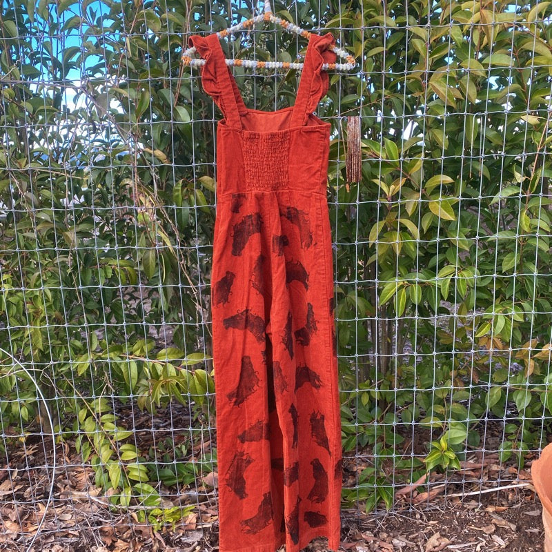 Rusty Corduroy Horse Jumpsuit