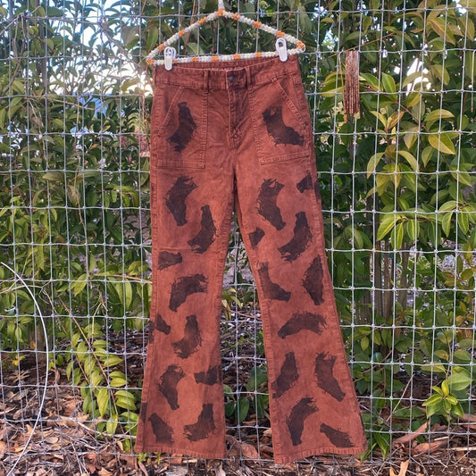 Chocolate Corduroy Horse Flares