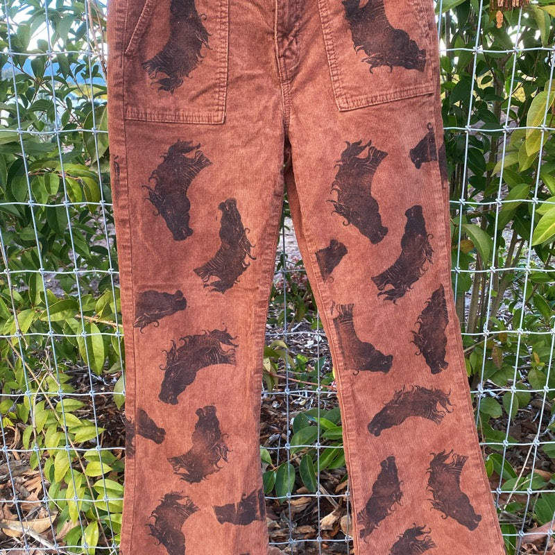 Chocolate Corduroy Horse Flares