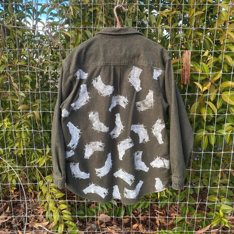 Forest Green Horse Flannel