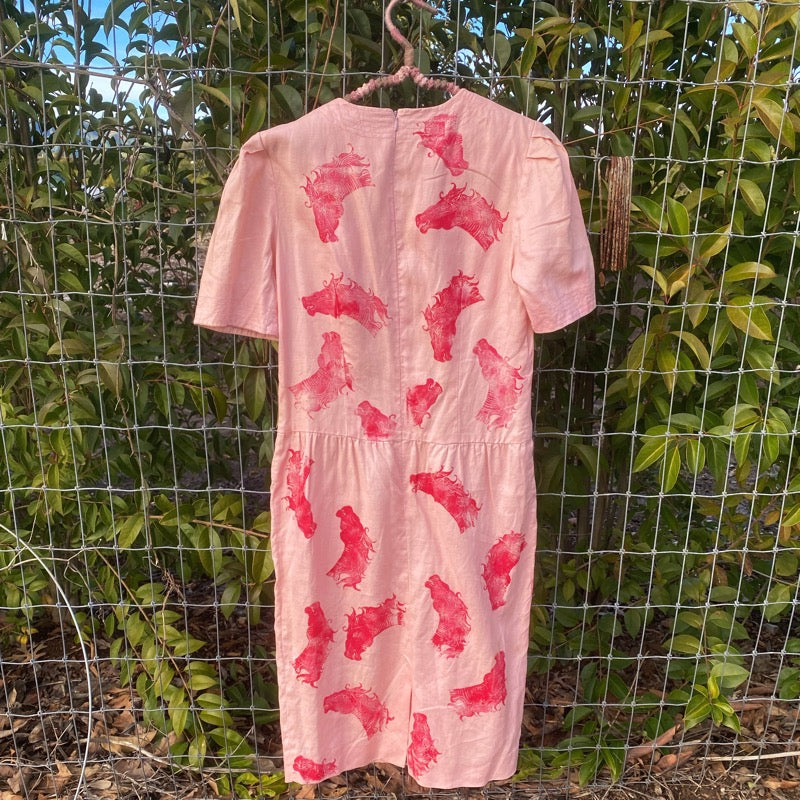 Pink Horses Linen Dress