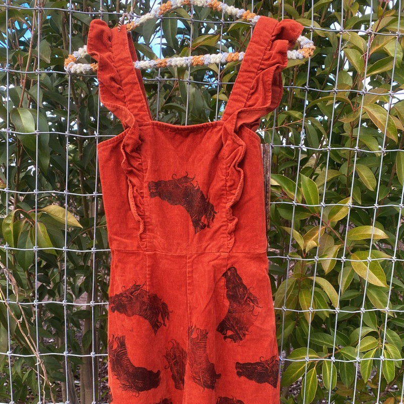 Rusty Corduroy Horse Jumpsuit