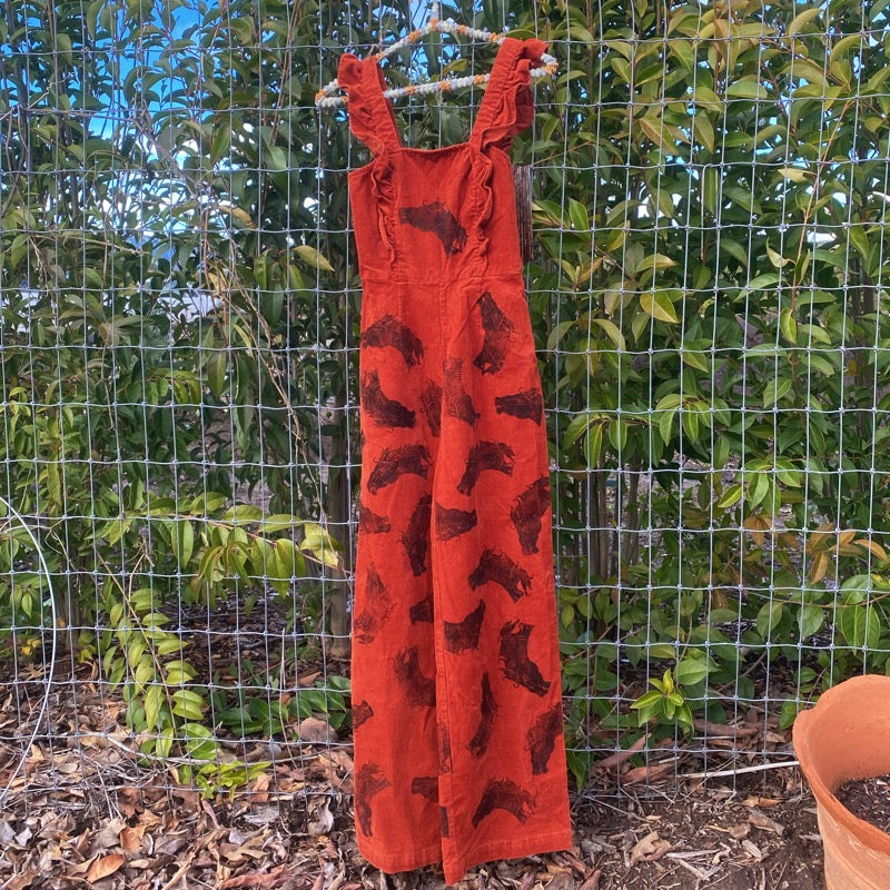 Rusty Corduroy Horse Jumpsuit